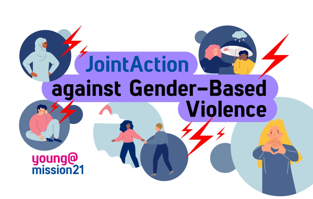JointAction contra la violencia de género - el logotipo de la Red de Jóvenes de Misión 21 para la Campaña de los 16 Días 2022