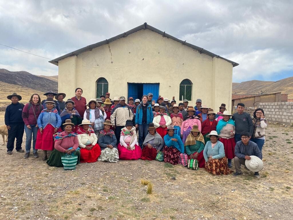 People in Totorani in front of the church