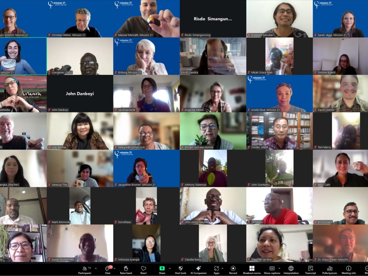 A screenshot with participants in Mission 21's online "Forum 2025"