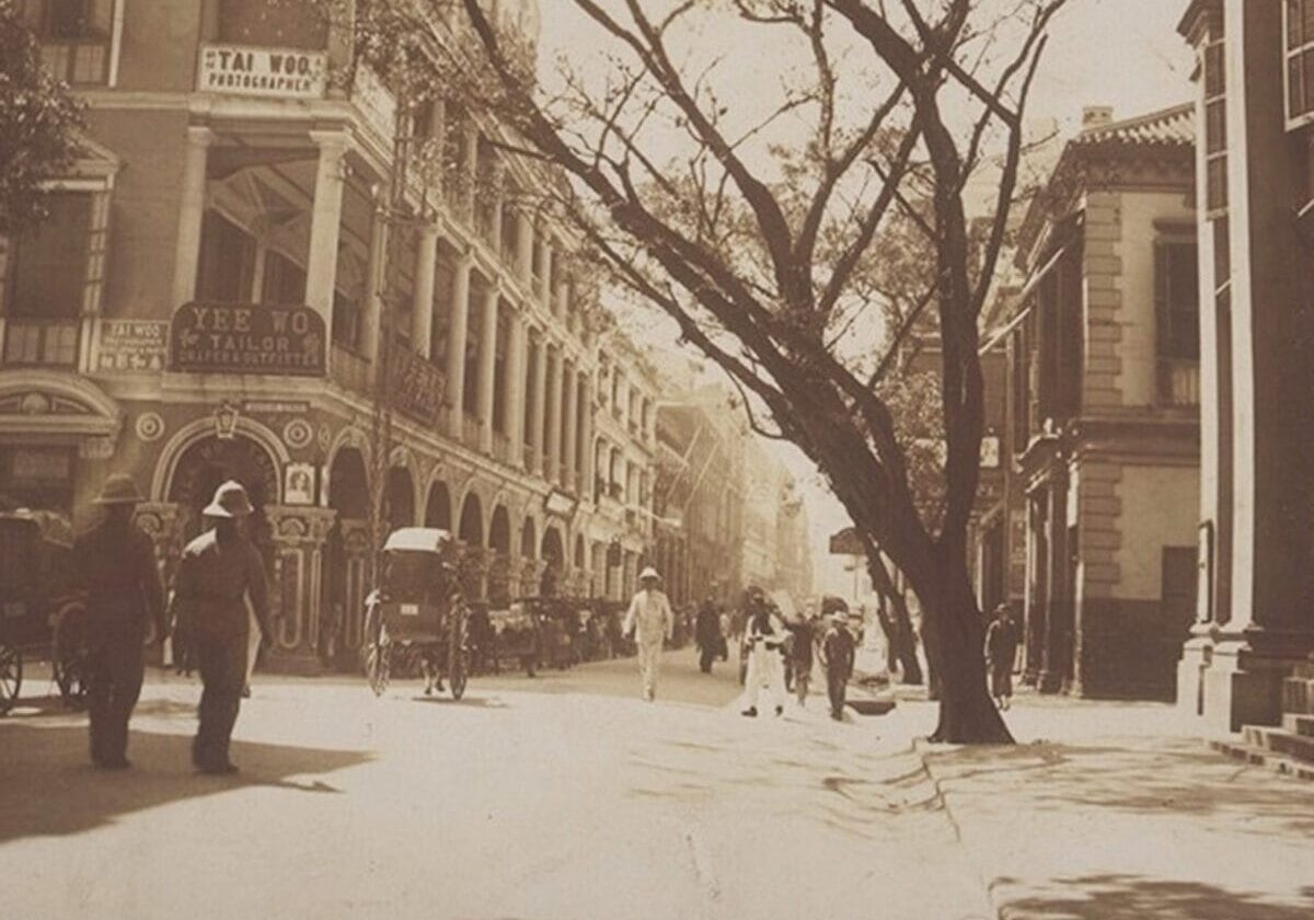 bma a 30.01.049 escena callejera ('queen's road central') en el distrito comercial de hong kong 1909